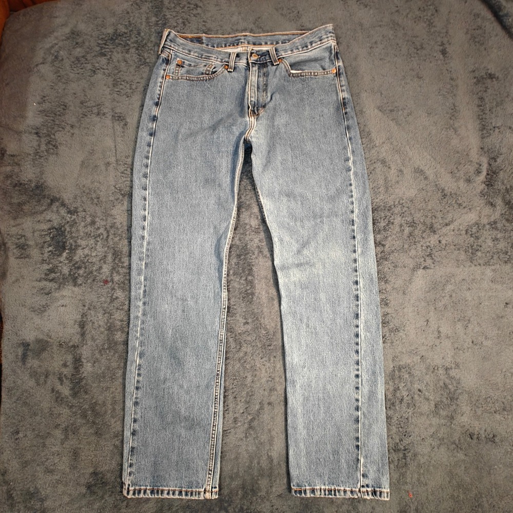 Levis 505 Regular Fit Straight Leg Jeans Light Wash Blue Mens 34x34 00505-1870